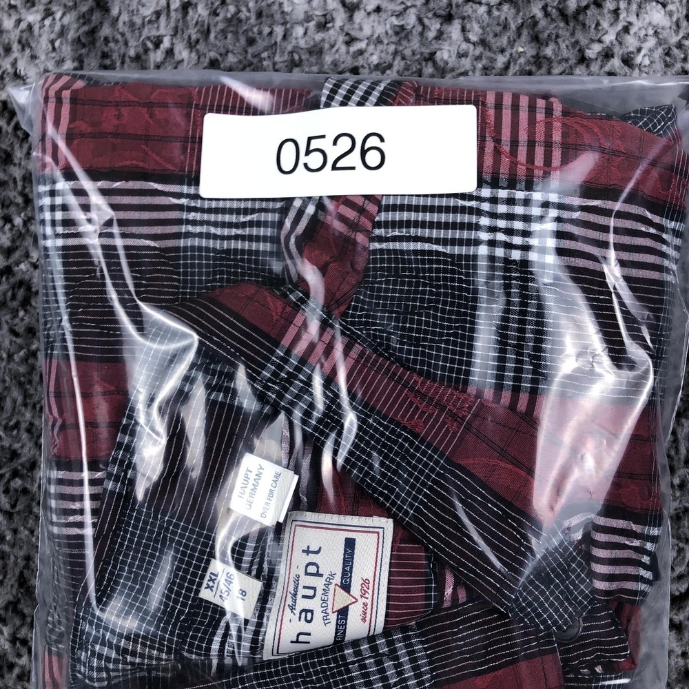 Haupt Shirt Mens 2XL Red Plaid Textured Long Sleeve Button Up Casual Woven - Picture 9 of 9